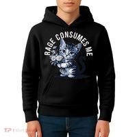 Rage Consumes Me Funny Cat Meme Kids Hoodie thumb 4