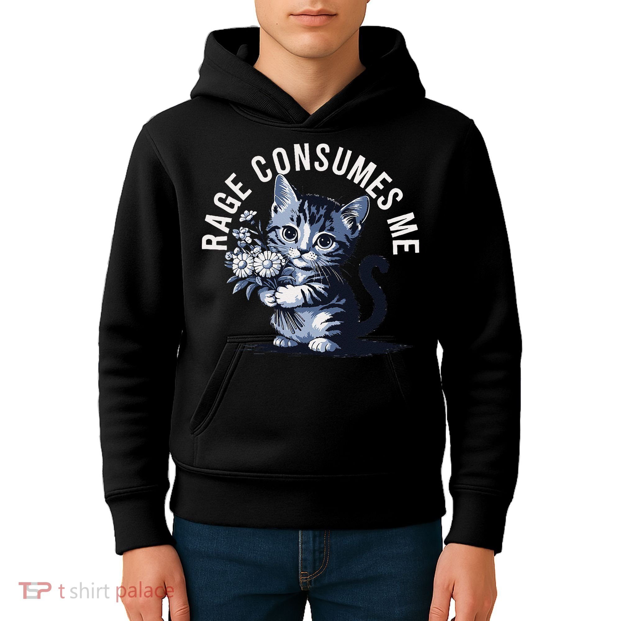 Rage Consumes Me Funny Cat Meme Kids Hoodie