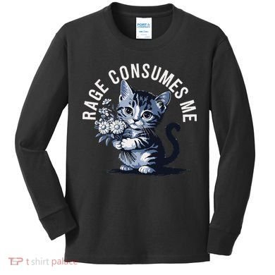 Rage Consumes Me Funny Cat Meme Kids Long Sleeve Shirt