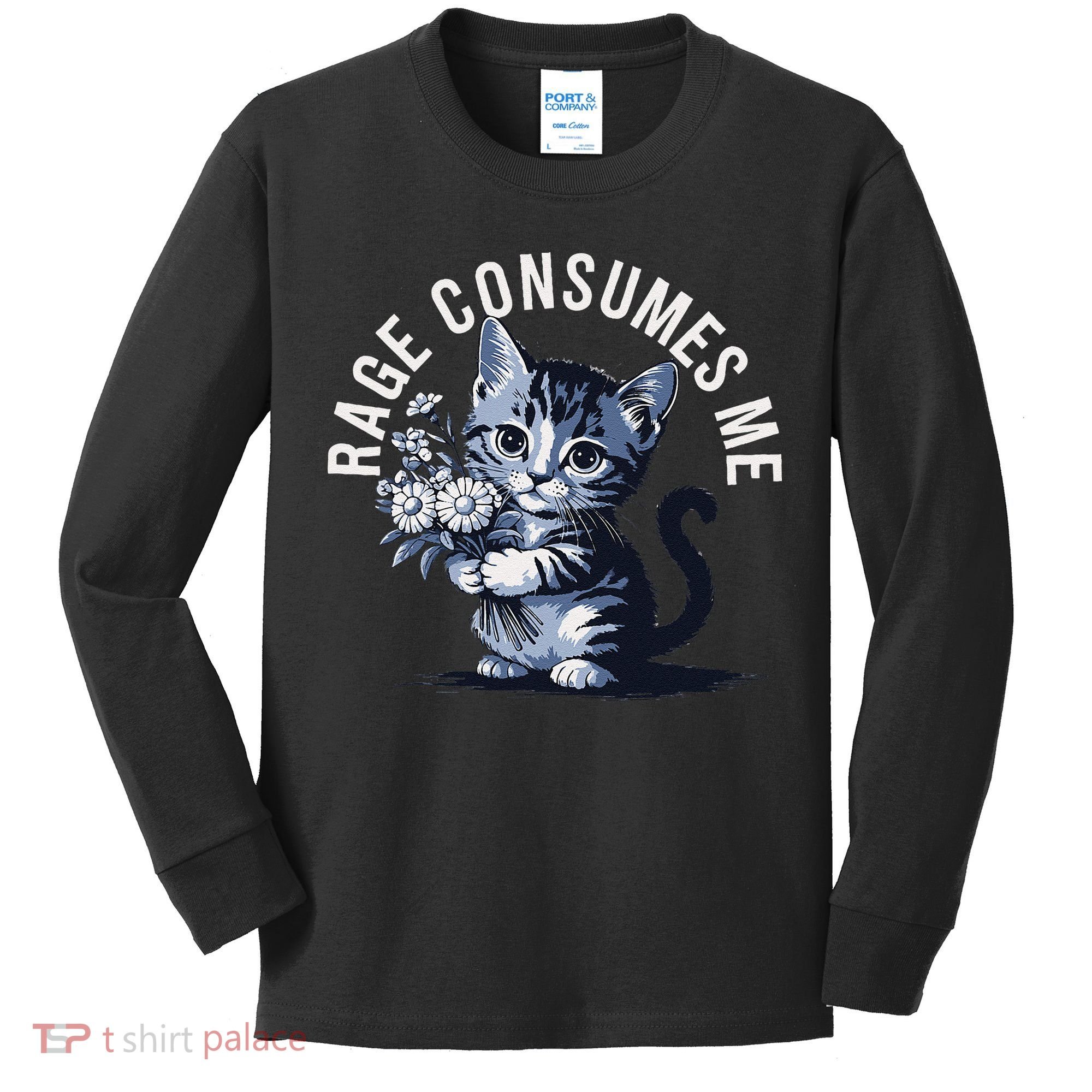 Rage Consumes Me Funny Cat Meme Kids Long Sleeve Shirt