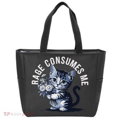 Rage Consumes Me Funny Cat Meme Tote Bag