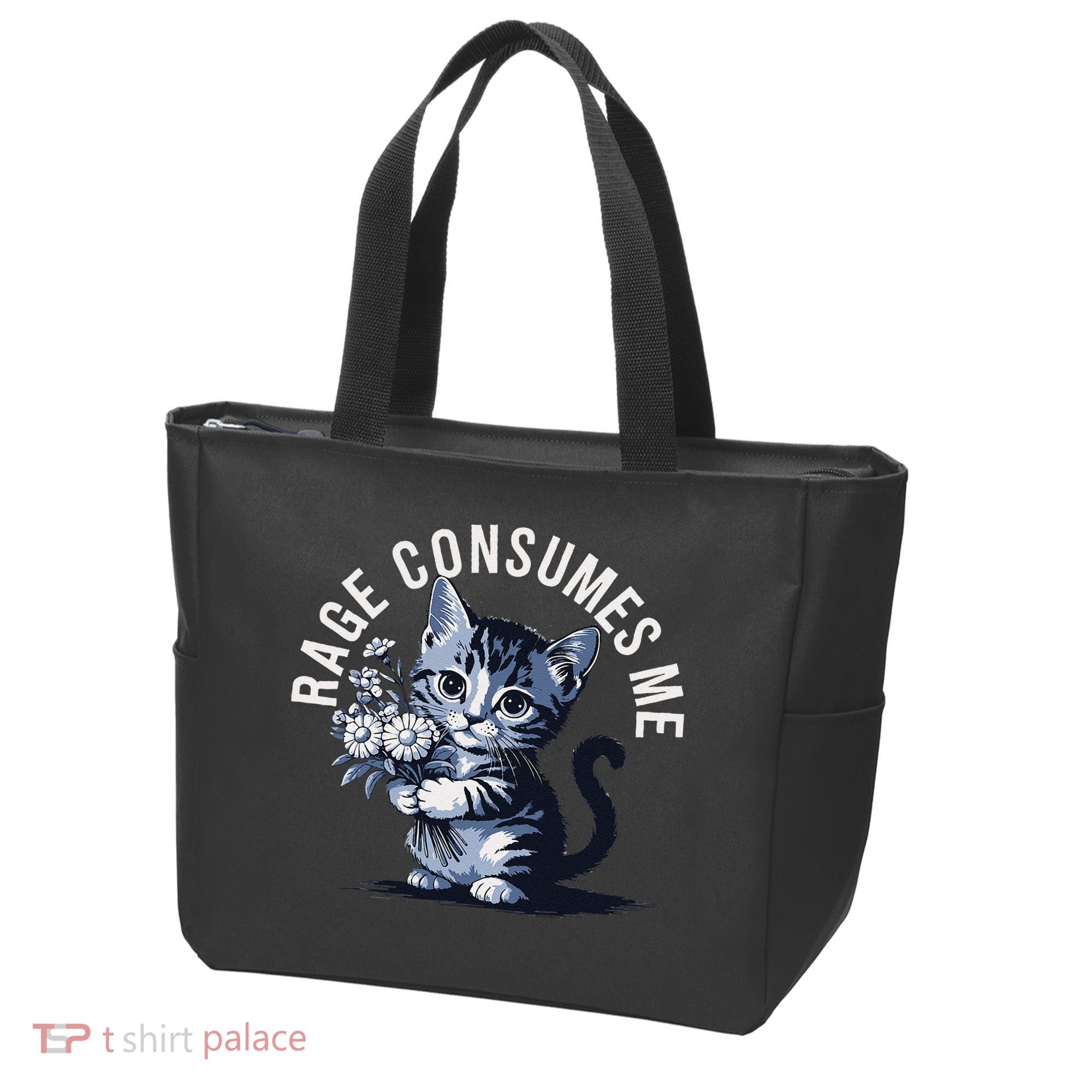 Rage Consumes Me Funny Cat Meme Tote Bag