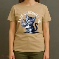 Rage Consumes Me Funny Cat Meme T-Shirt thumb 4