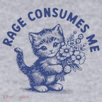 Rage Consumes Me Cat Flower Cute Kitty Cat Meme Women's Racerback Cropped Tank thumb 2