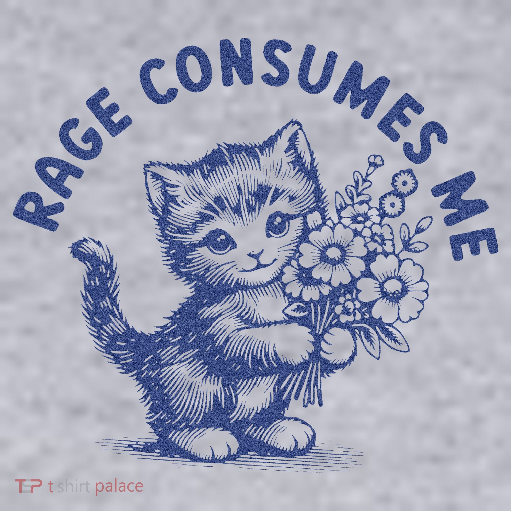 Rage Consumes Me Cat Flower Cute Kitty Cat Meme Women's Racerback Cropped Tank