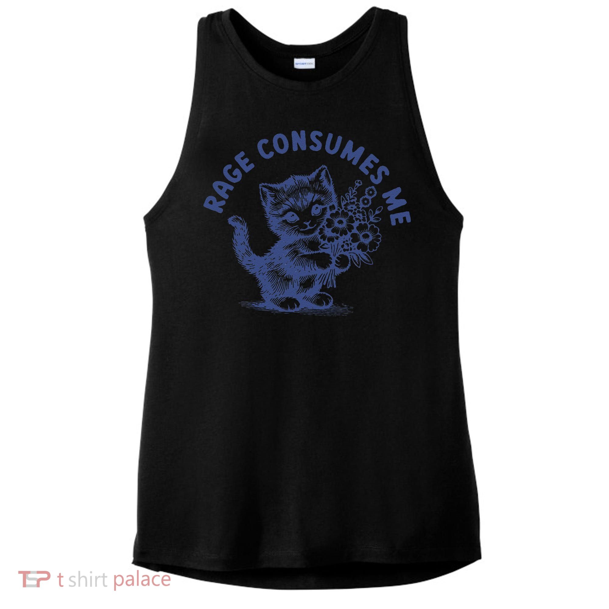 Rage Consumes Me Cat Flower Cute Kitty Cat Meme Ladies PosiCharge Tri-Blend Wicking Tank