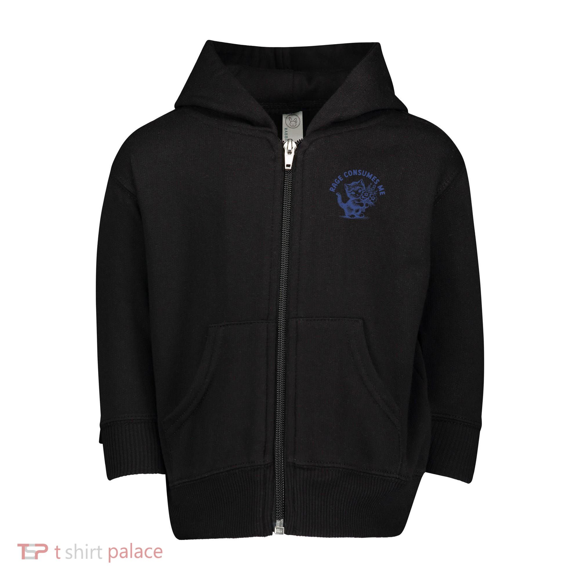 Rage Consumes Me Cat Flower Cute Kitty Cat Meme Toddler Zip Fleece Hoodie