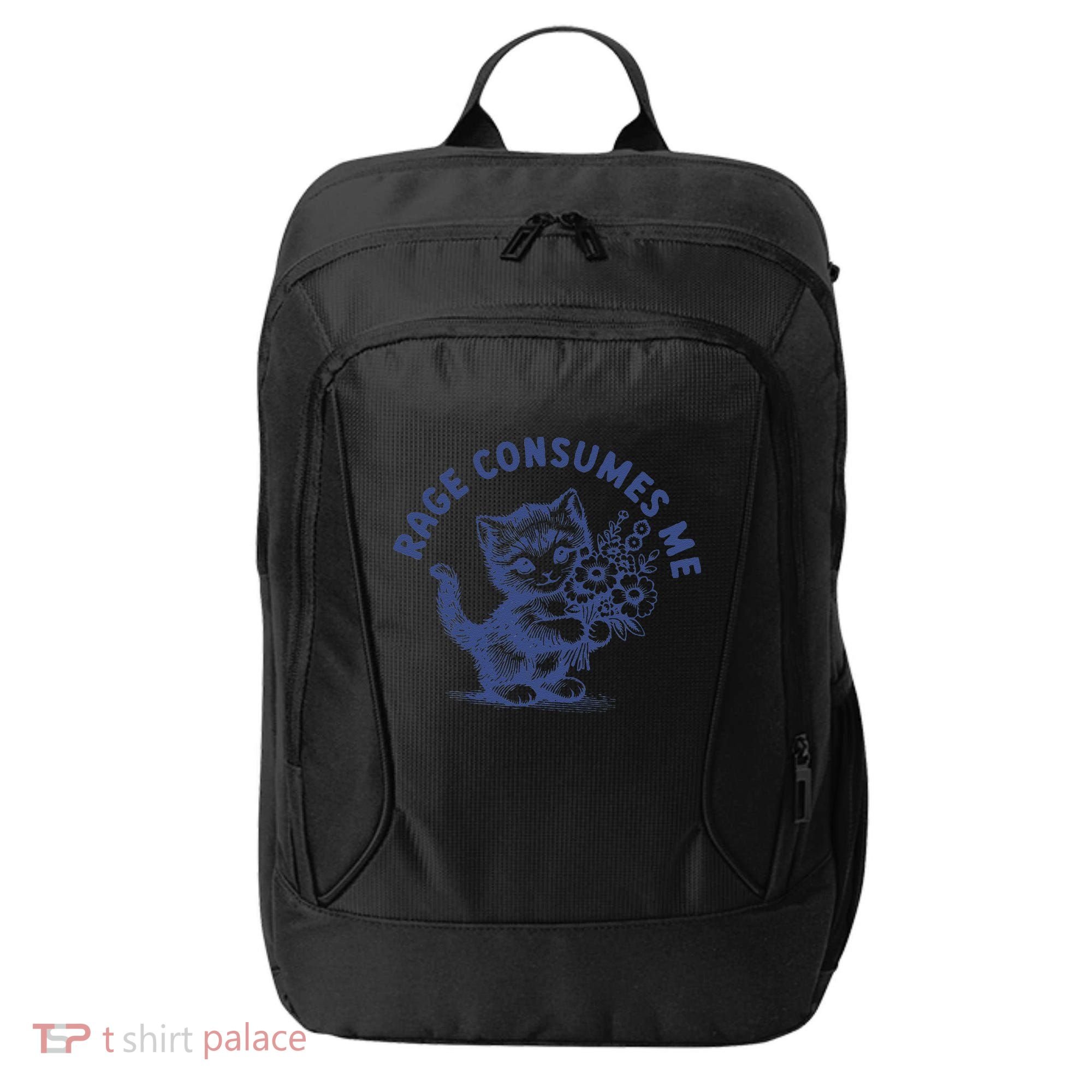 Rage Consumes Me Cat Flower Cute Kitty Cat Meme City Backpack