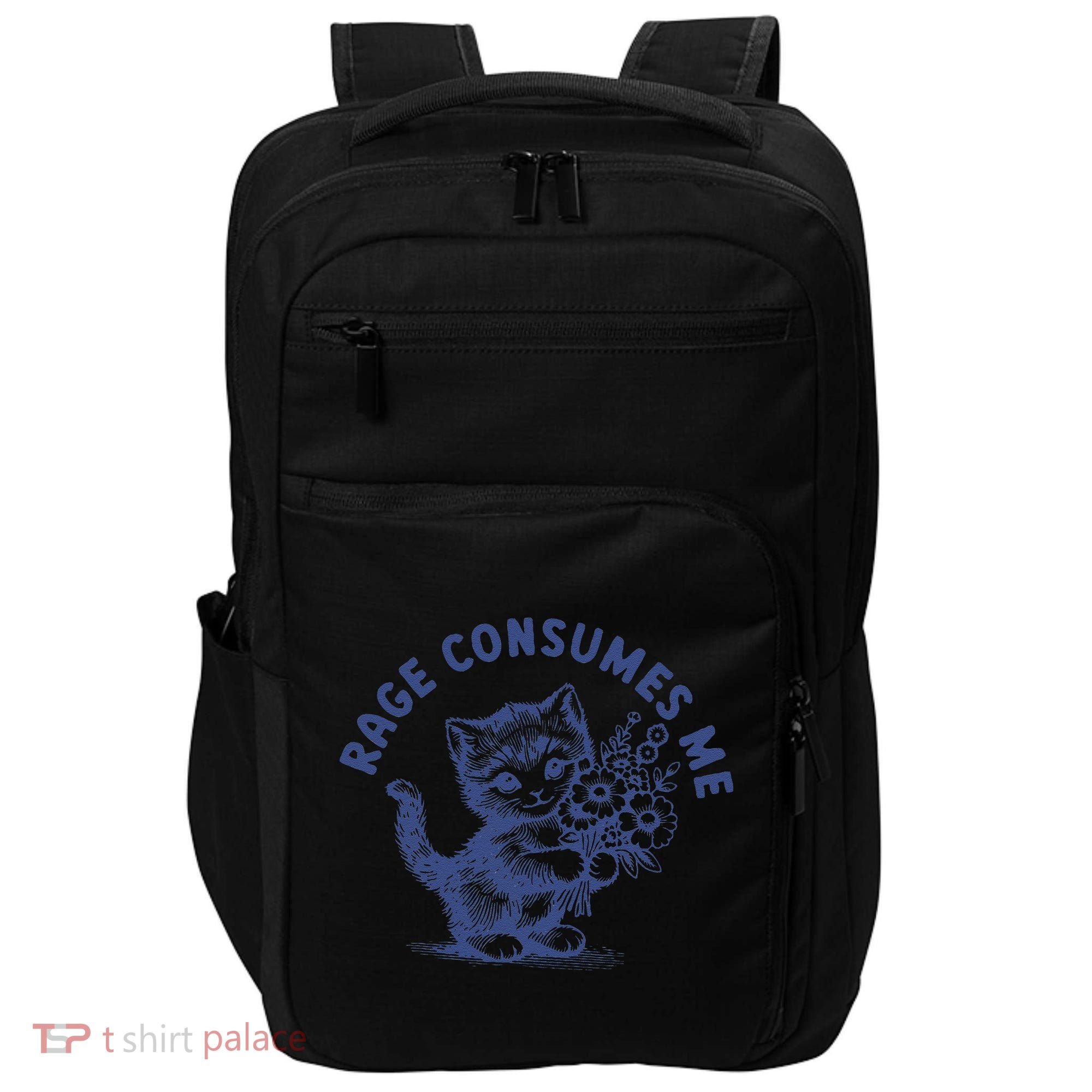 Rage Consumes Me Cat Flower Cute Kitty Cat Meme Impact Tech Backpack