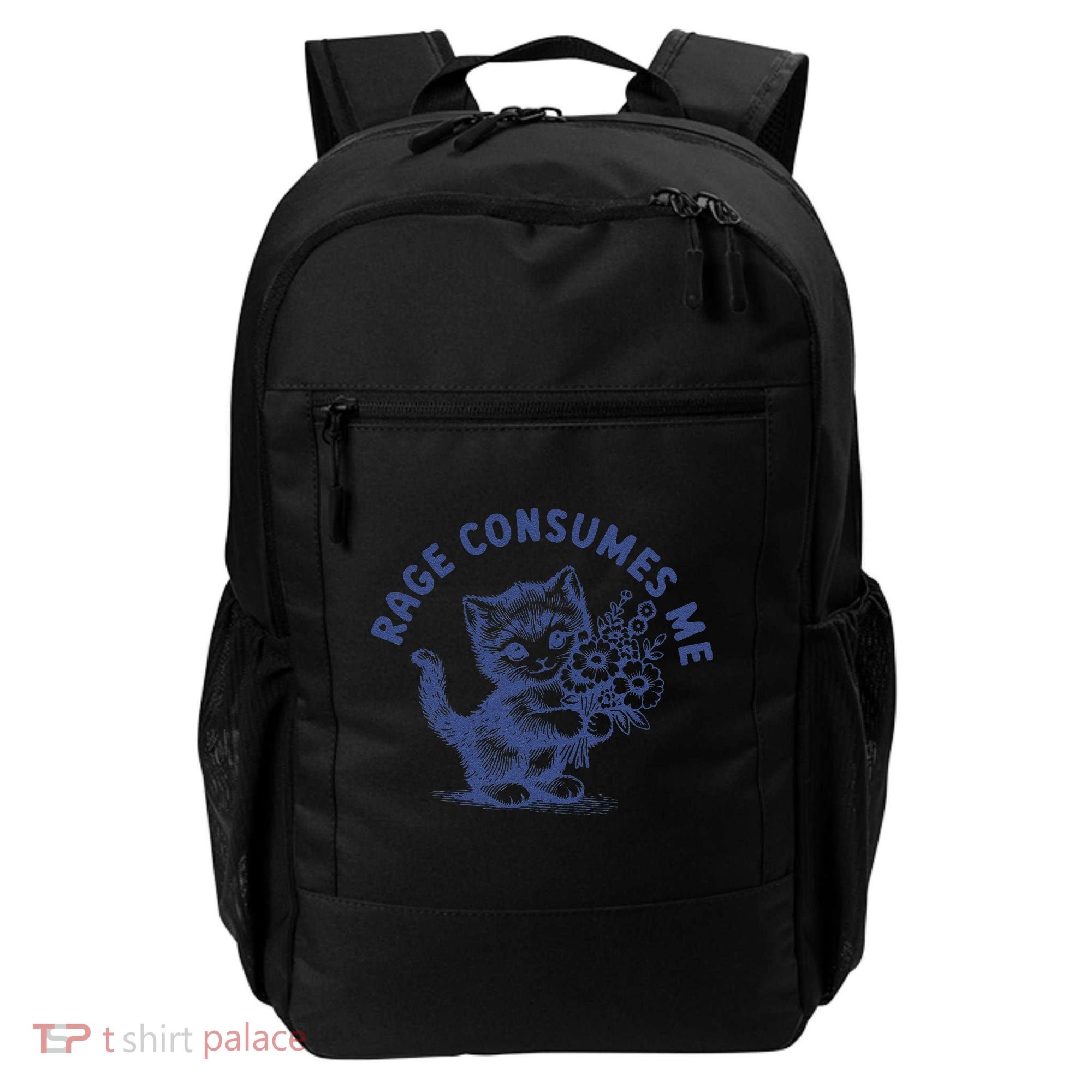 Rage Consumes Me Cat Flower Cute Kitty Cat Meme Backpack