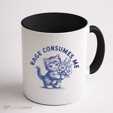 Rage Consumes Me Cat Flower Cute Kitty Cat Meme Coffee Mug back