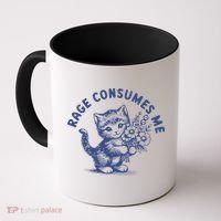 Rage Consumes Me Cat Flower Cute Kitty Cat Meme Coffee Mug thumb 0