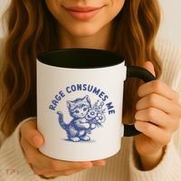Rage Consumes Me Cat Flower Cute Kitty Cat Meme Coffee Mug thumb 3