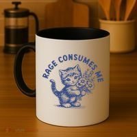Rage Consumes Me Cat Flower Cute Kitty Cat Meme Coffee Mug thumb 4