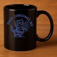 Rage Consumes Me Cat Flower Cute Kitty Cat Meme 11oz C Handle Ceramic Mug thumb 3
