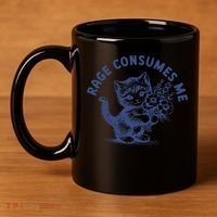 Rage Consumes Me Cat Flower Cute Kitty Cat Meme 11oz C Handle Ceramic Mug thumb 4