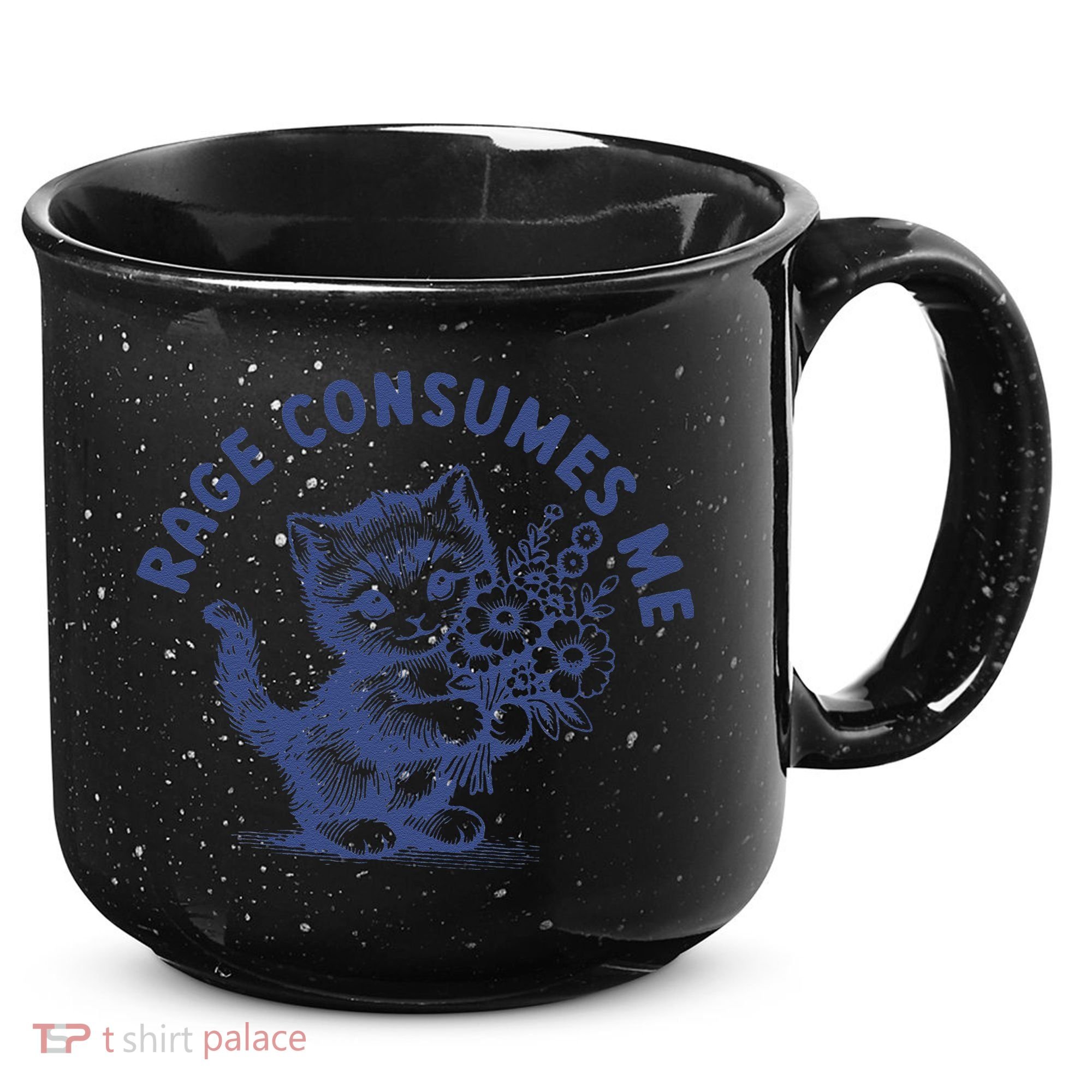 Rage Consumes Me Cat Flower Cute Kitty Cat Meme 15oz Campfire Ceramic Mug