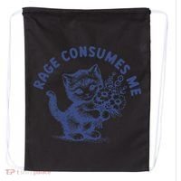 Rage Consumes Me Cat Flower Cute Kitty Cat Meme Drawstring Bag thumb 0
