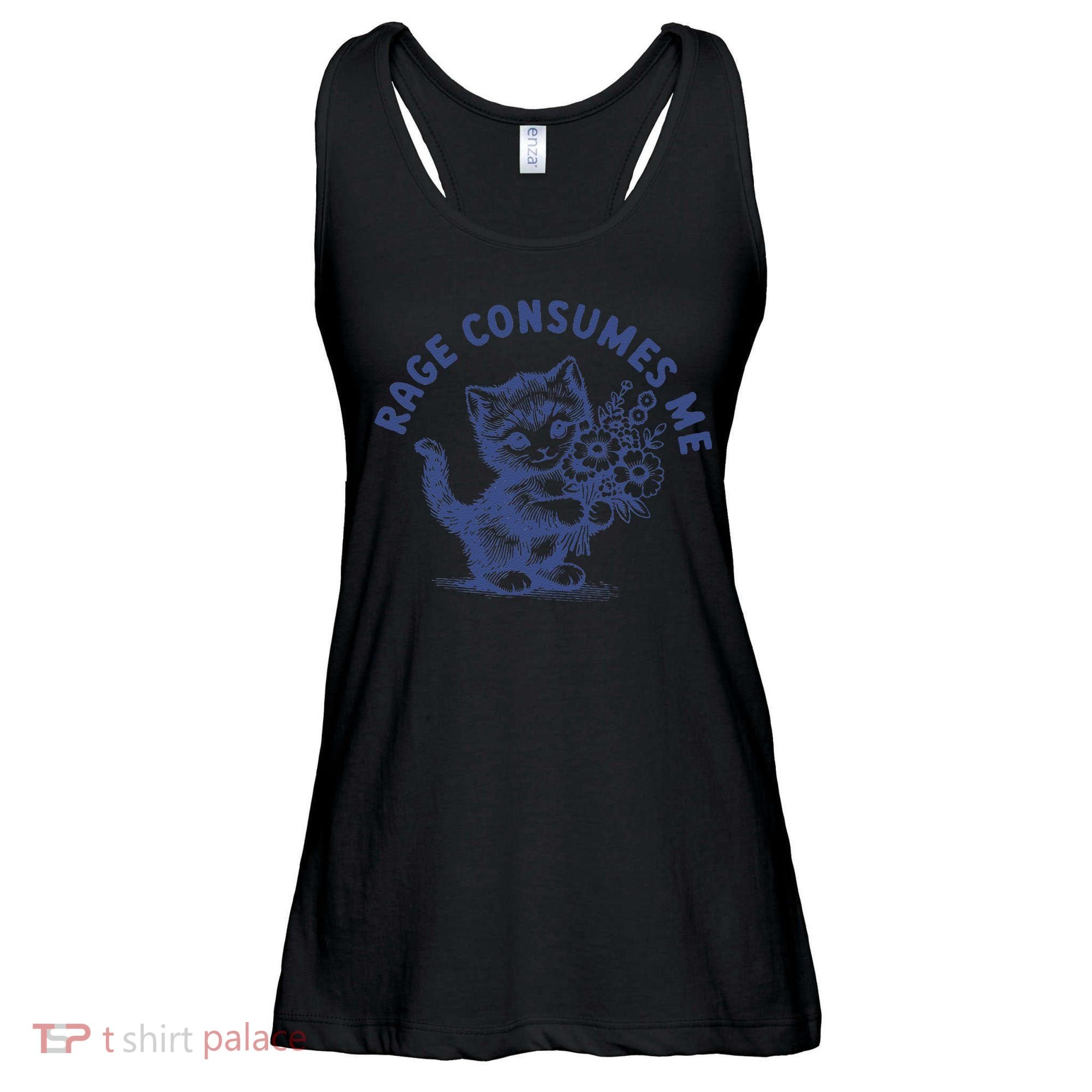 Rage Consumes Me Cat Flower Cute Kitty Cat Meme Ladies Essential Flowy Tank