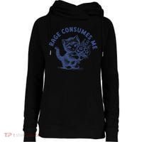 Rage Consumes Me Cat Flower Cute Kitty Cat Meme Womens Funnel Neck Pullover Hood thumb 0