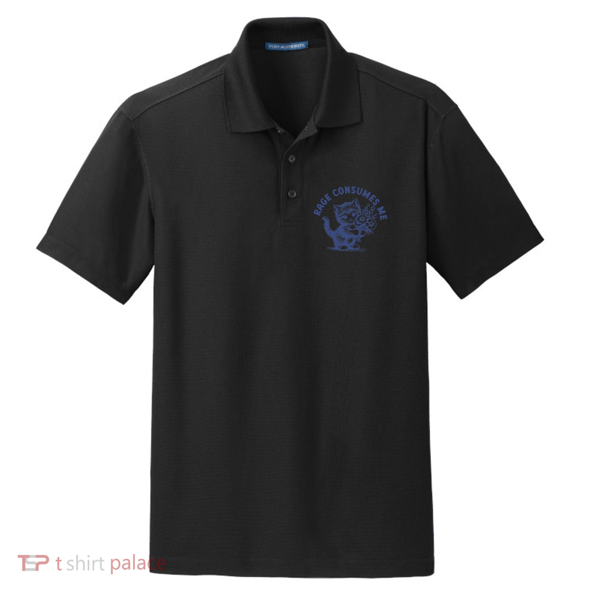 Rage Consumes Me Cat Flower Cute Kitty Cat Meme Dry Zone Grid Polo