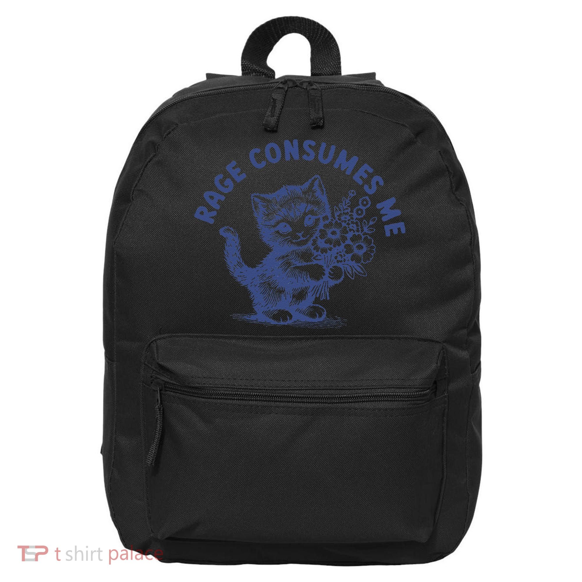 Rage Consumes Me Cat Flower Cute Kitty Cat Meme 16 in Basic Backpack