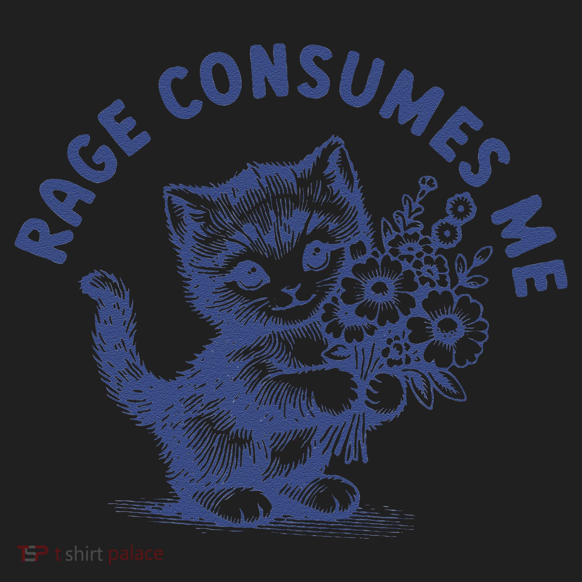 Rage Consumes Me Cat Flower Cute Kitty Cat Meme Urban Oversized Heavyweight T-Shirt
