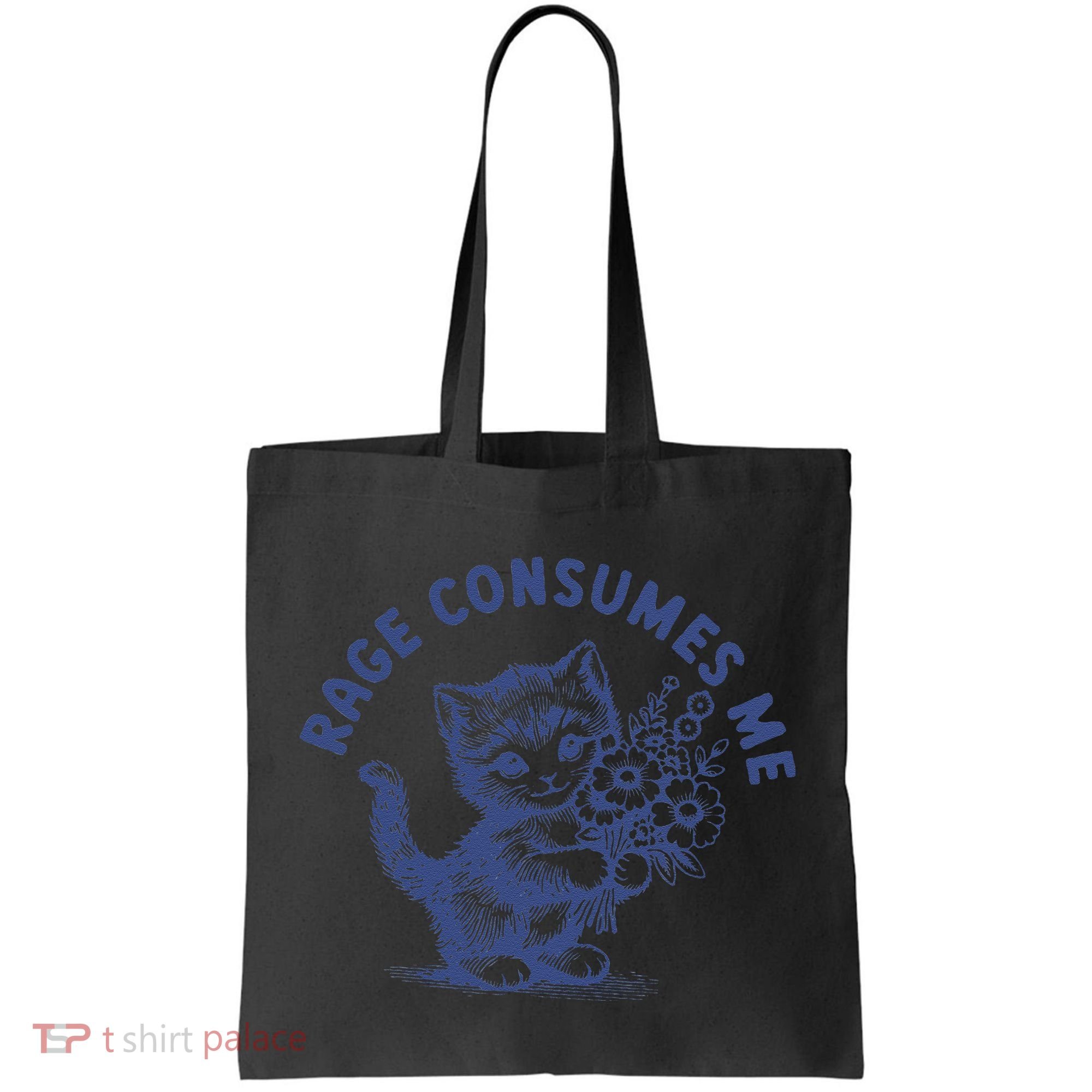 Rage Consumes Me Cat Flower Cute Kitty Cat Meme Tote Bag