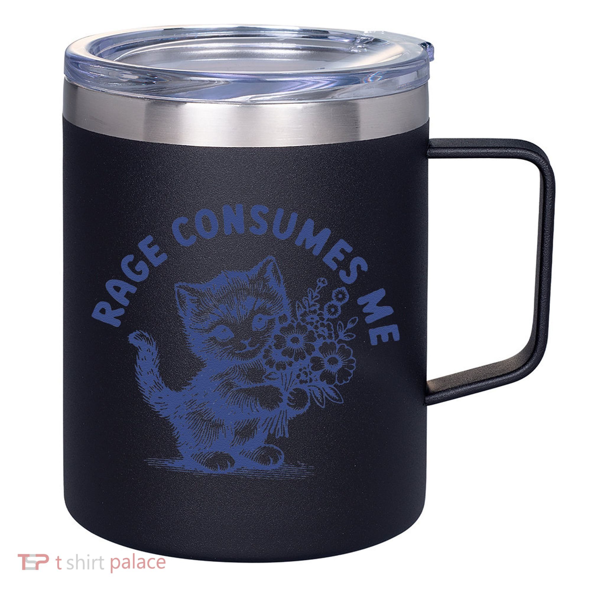 Rage Consumes Me Cat Flower Cute Kitty Cat Meme 12oz Stainless Steel Coffee Mug