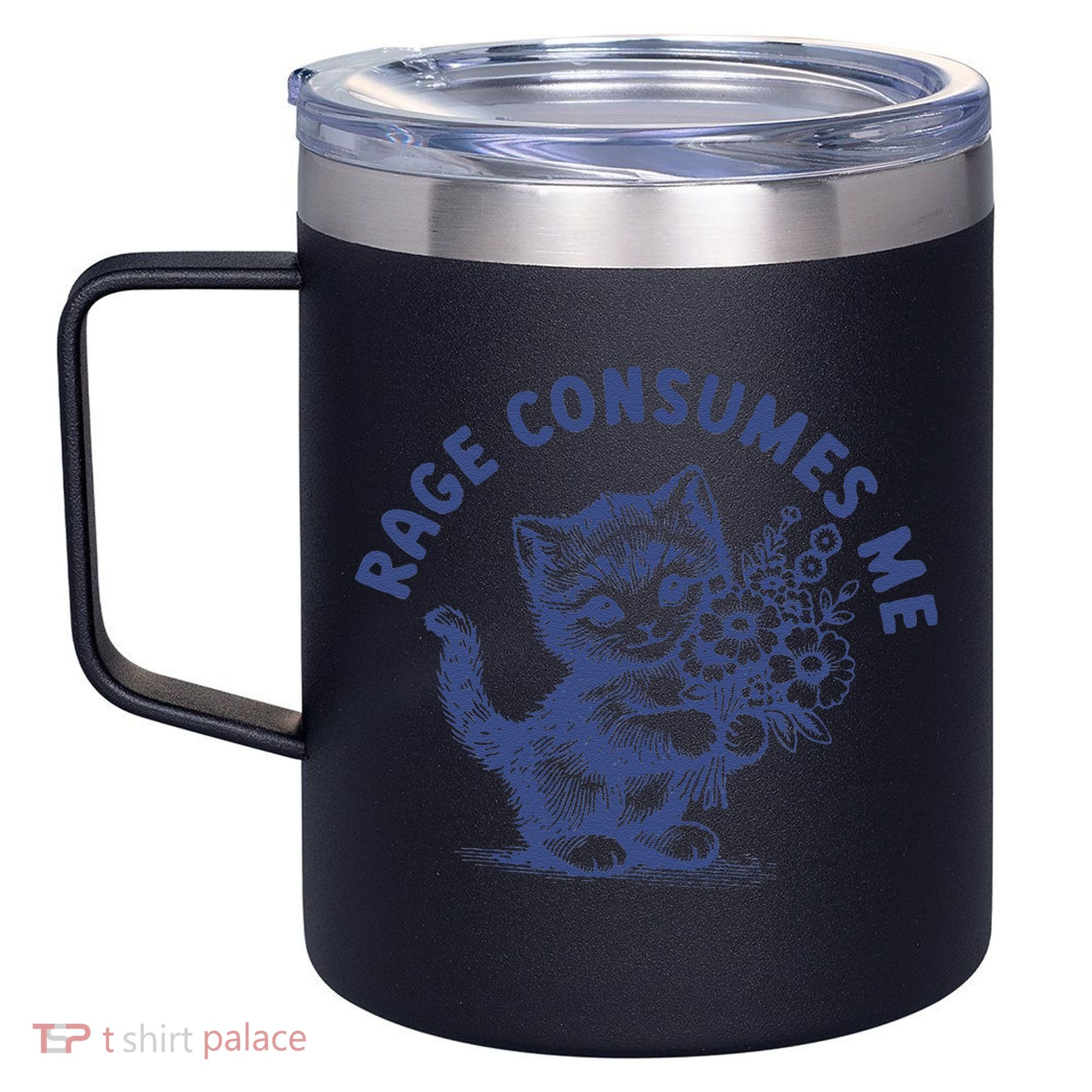 Rage Consumes Me Cat Flower Cute Kitty Cat Meme 12oz Stainless Steel Coffee Mug