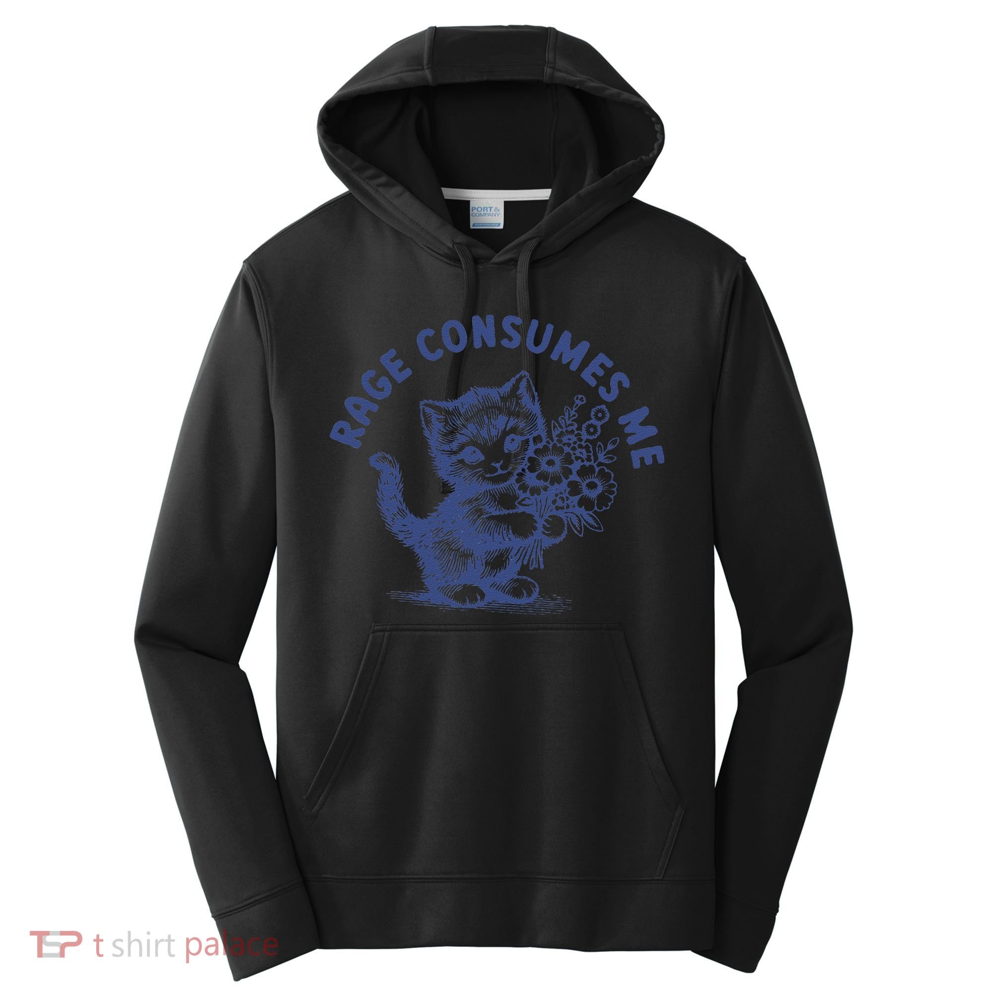 Rage Consumes Me Cat Flower Cute Kitty Cat Meme Performance Fleece Hoodie