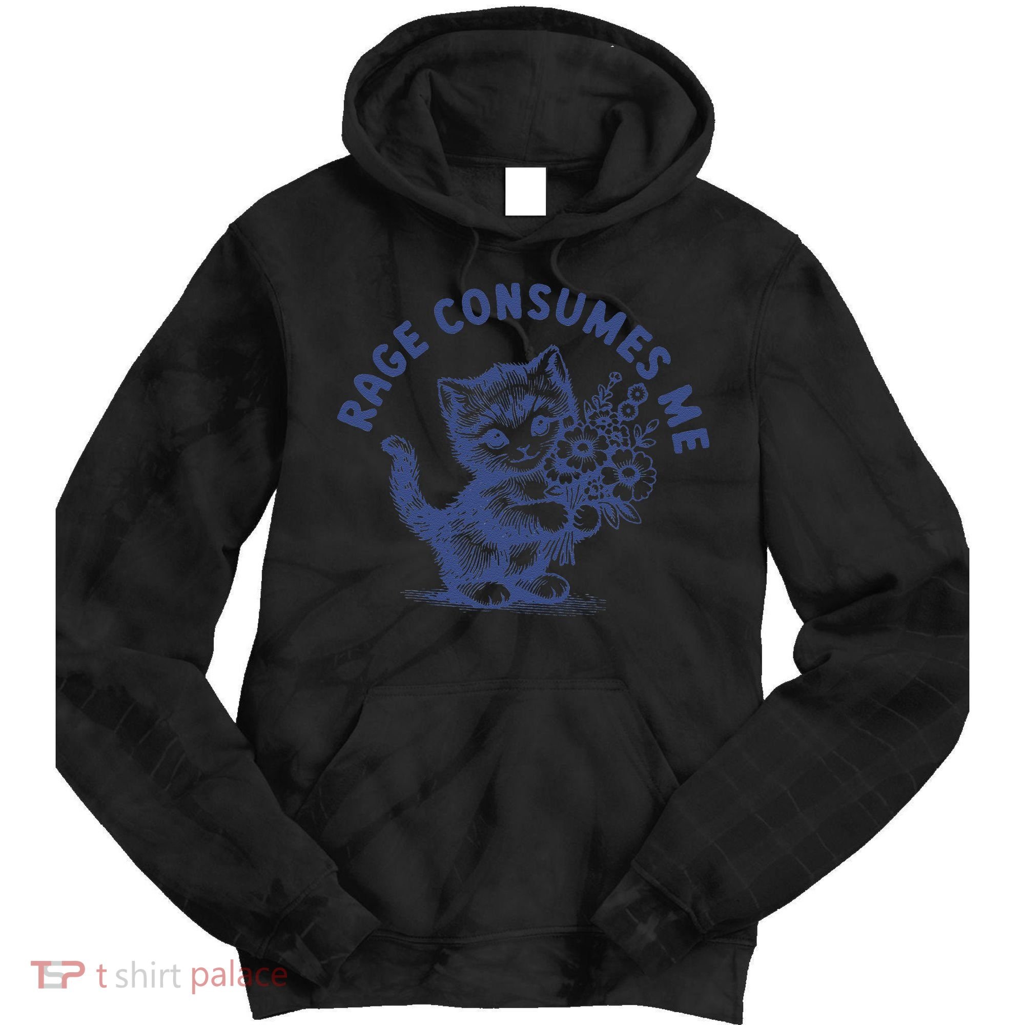 Rage Consumes Me Cat Flower Cute Kitty Cat Meme Tie Dye Hoodie