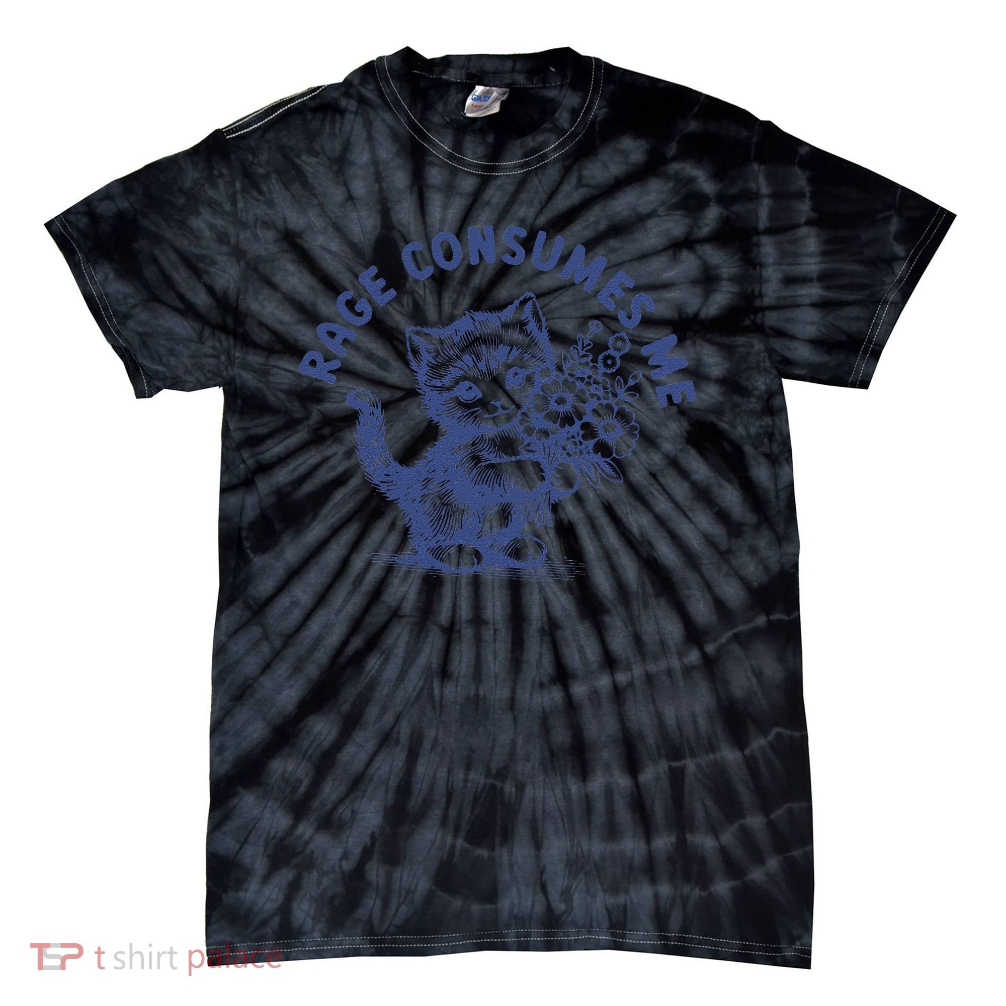 Rage Consumes Me Cat Flower Cute Kitty Cat Meme Tie-Dye T-Shirt