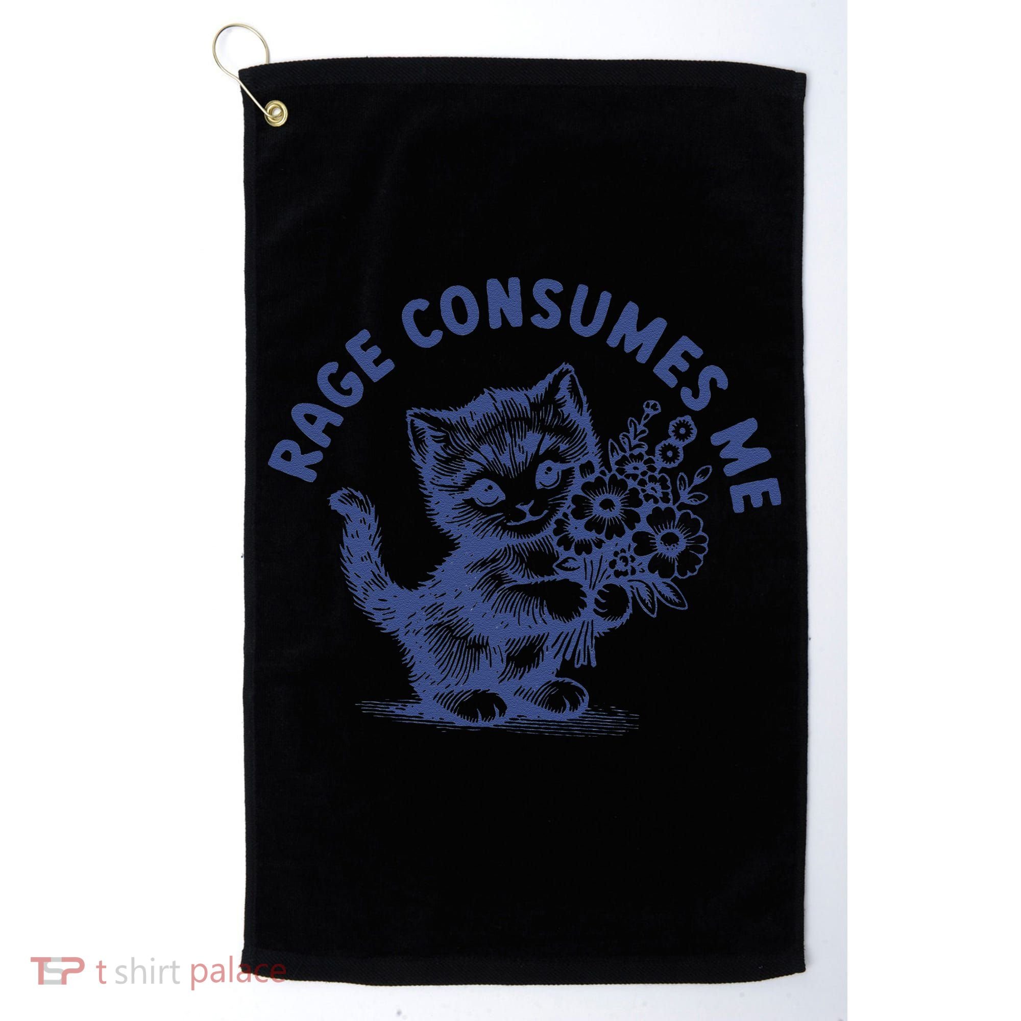Rage Consumes Me Cat Flower Cute Kitty Cat Meme Golf Towel