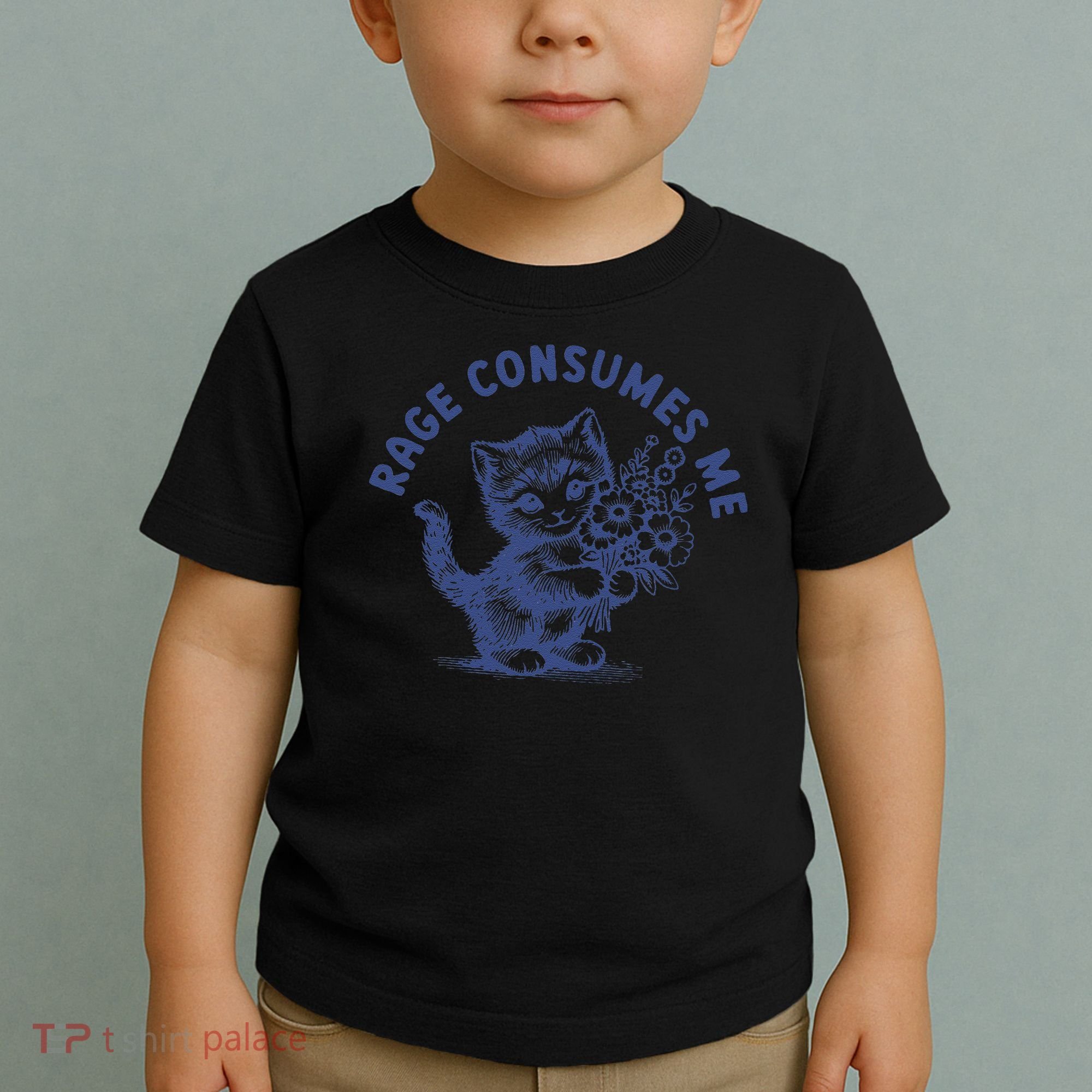 Rage Consumes Me Cat Flower Cute Kitty Cat Meme Toddler T-Shirt