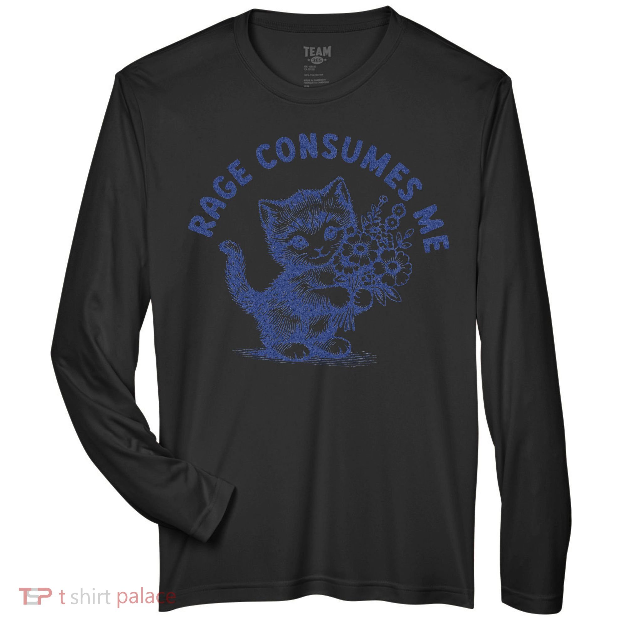 Rage Consumes Me Cat Flower Cute Kitty Cat Meme Zone Performance Long-Sleeve T-Shirt