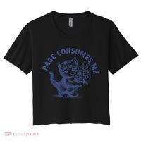 Rage Consumes Me Cat Flower Cute Kitty Cat Meme Women's Crop Top Tee thumb 0
