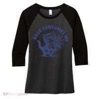 Rage Consumes Me Cat Flower Cute Kitty Cat Meme Women's Tri-Blend 3/4-Sleeve Raglan Shirt thumb 0