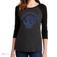 Rage Consumes Me Cat Flower Cute Kitty Cat Meme Women's Tri-Blend 3/4-Sleeve Raglan Shirt thumb 2