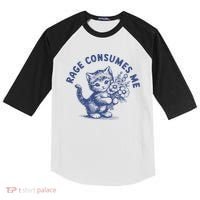 Rage Consumes Me Cat Flower Cute Kitty Cat Meme Kids Colorblock Raglan Jersey thumb 0