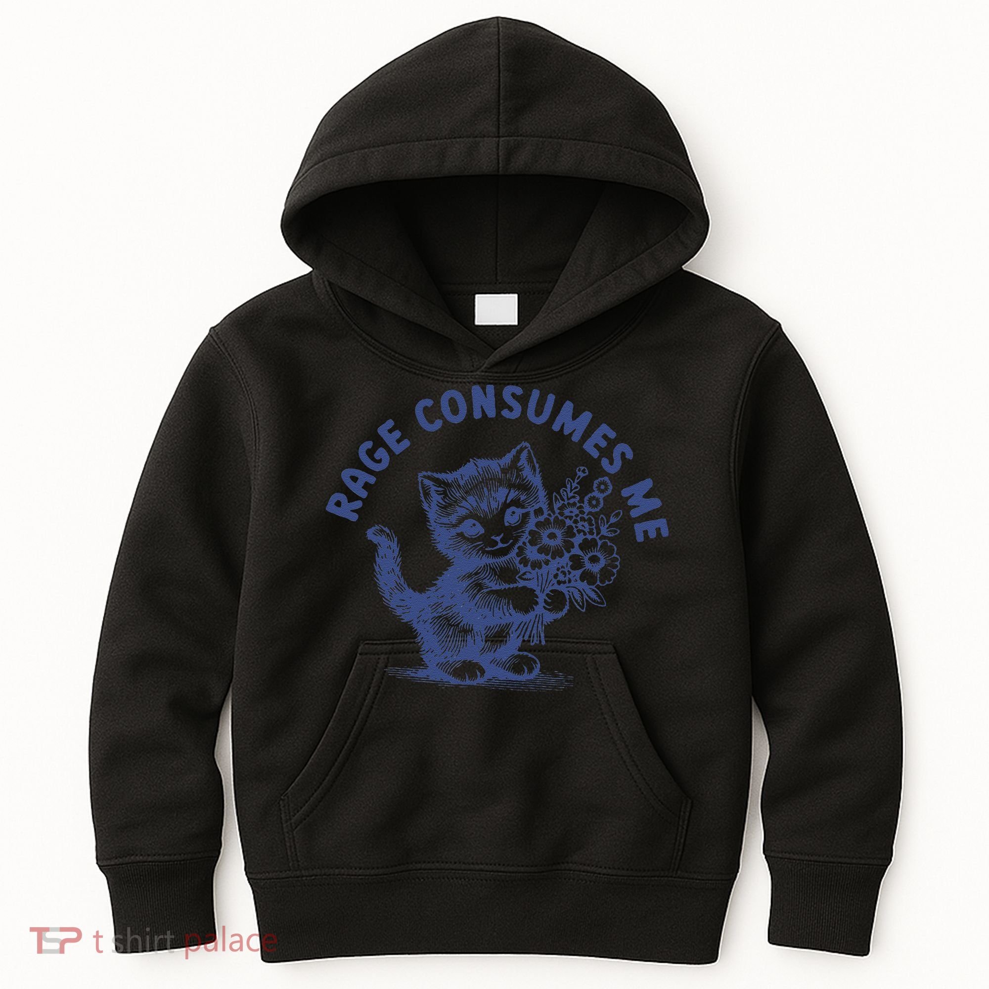 Rage Consumes Me Cat Flower Cute Kitty Cat Meme Kids Hoodie