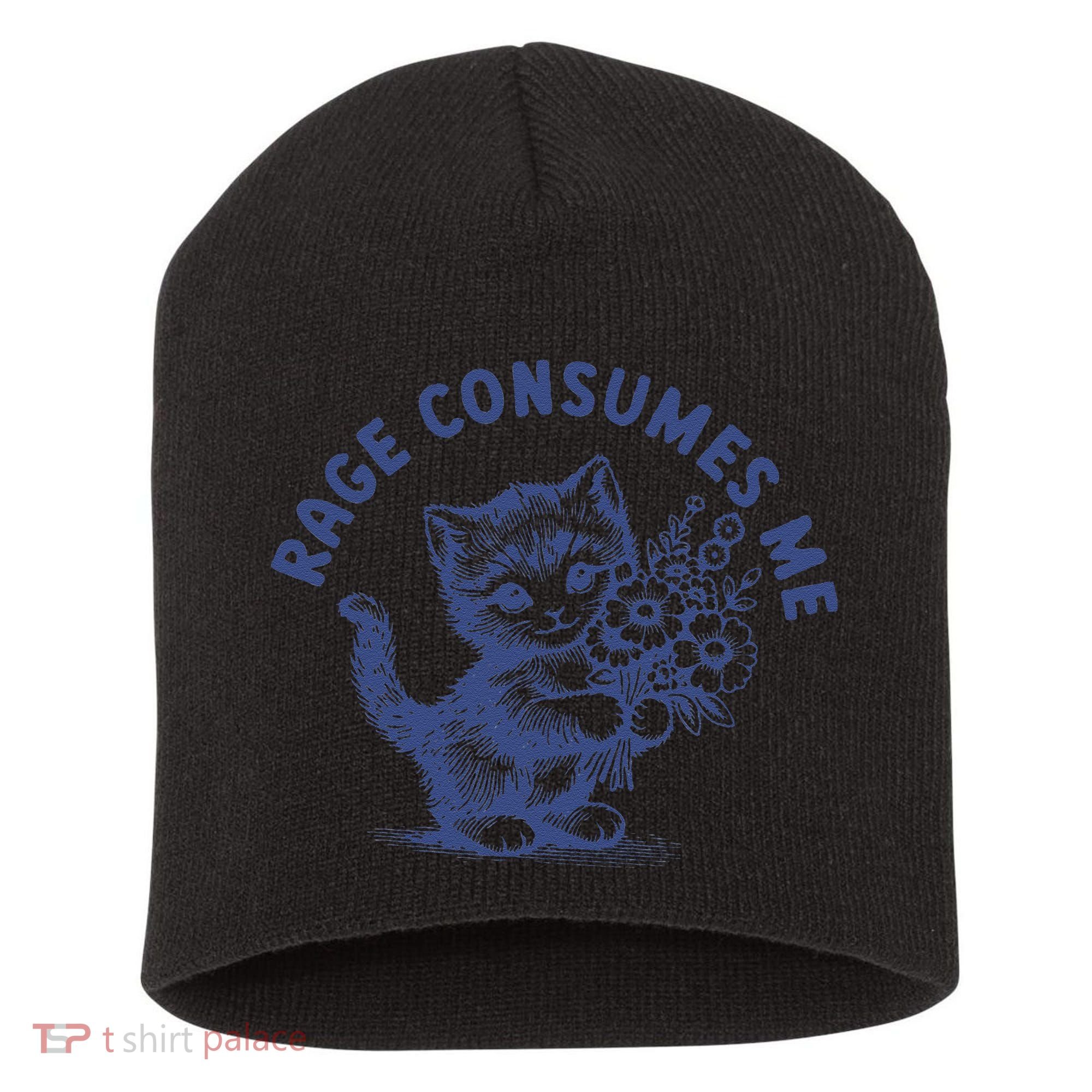 Rage Consumes Me Cat Flower Cute Kitty Cat Meme Short Acrylic Beanie