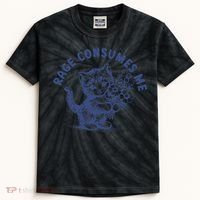 Rage Consumes Me Cat Flower Cute Kitty Cat Meme Kids Tie-Dye T-Shirt thumb 0