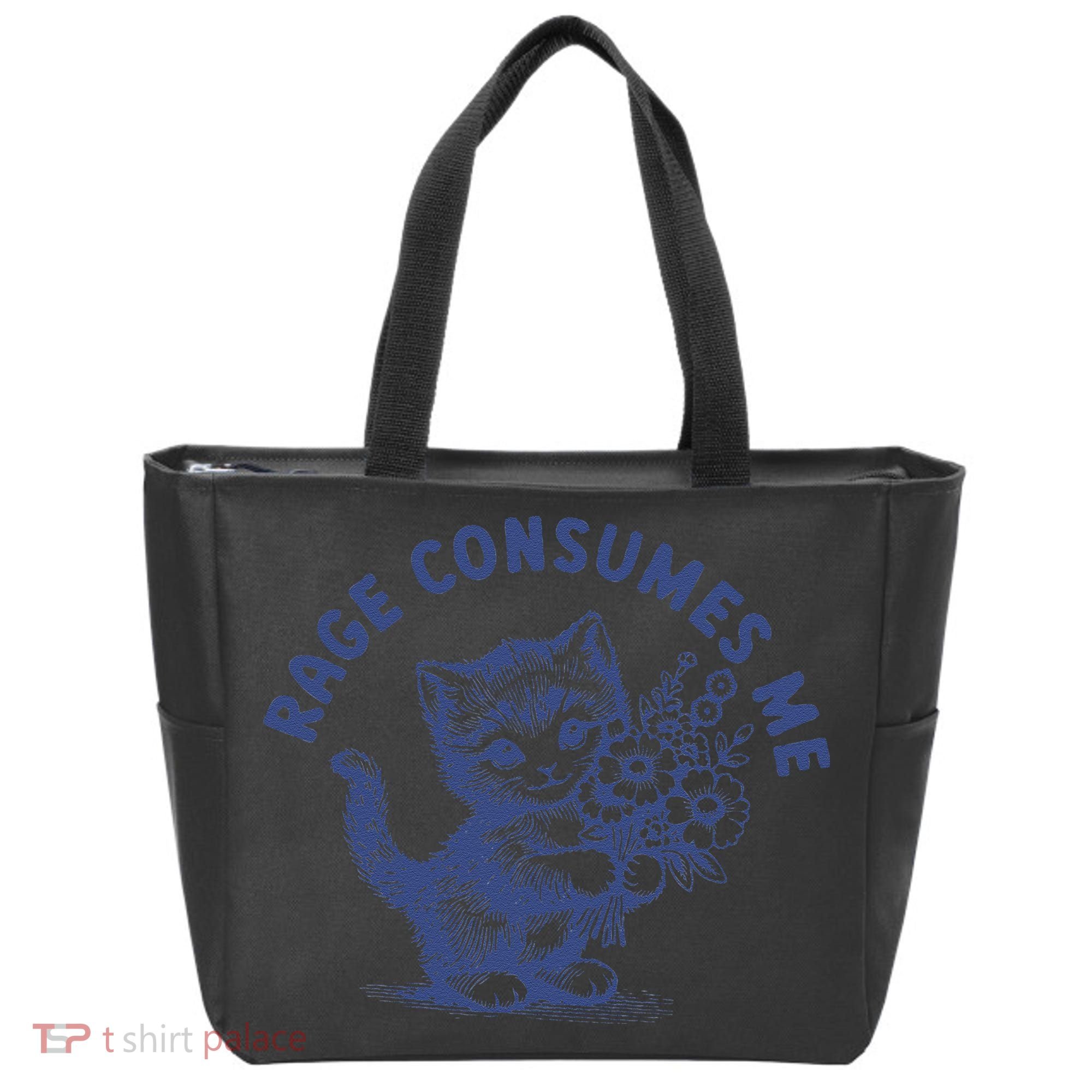 Rage Consumes Me Cat Flower Cute Kitty Cat Meme Tote Bag