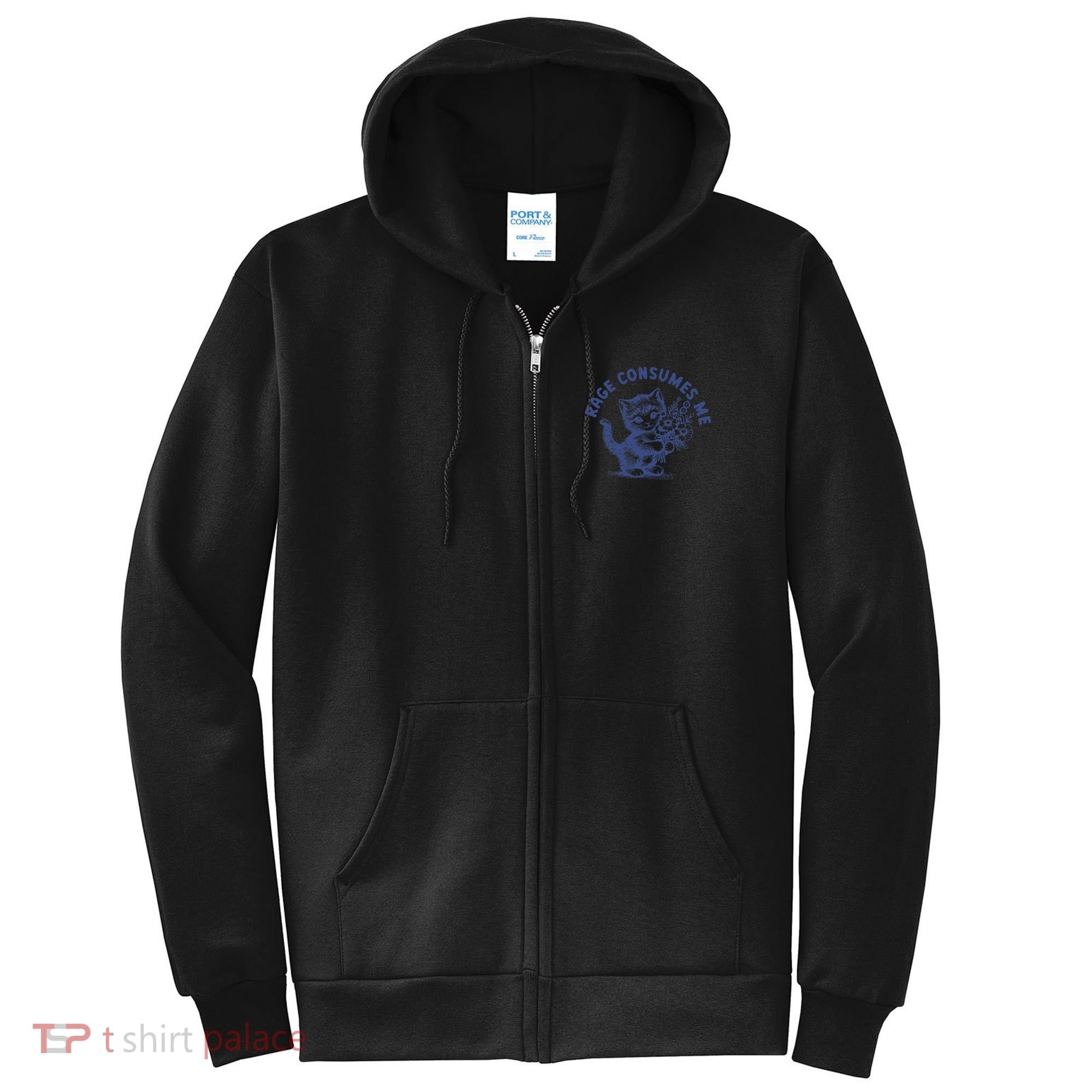 Rage Consumes Me Cat Flower Cute Kitty Cat Meme Full Zip Hoodie