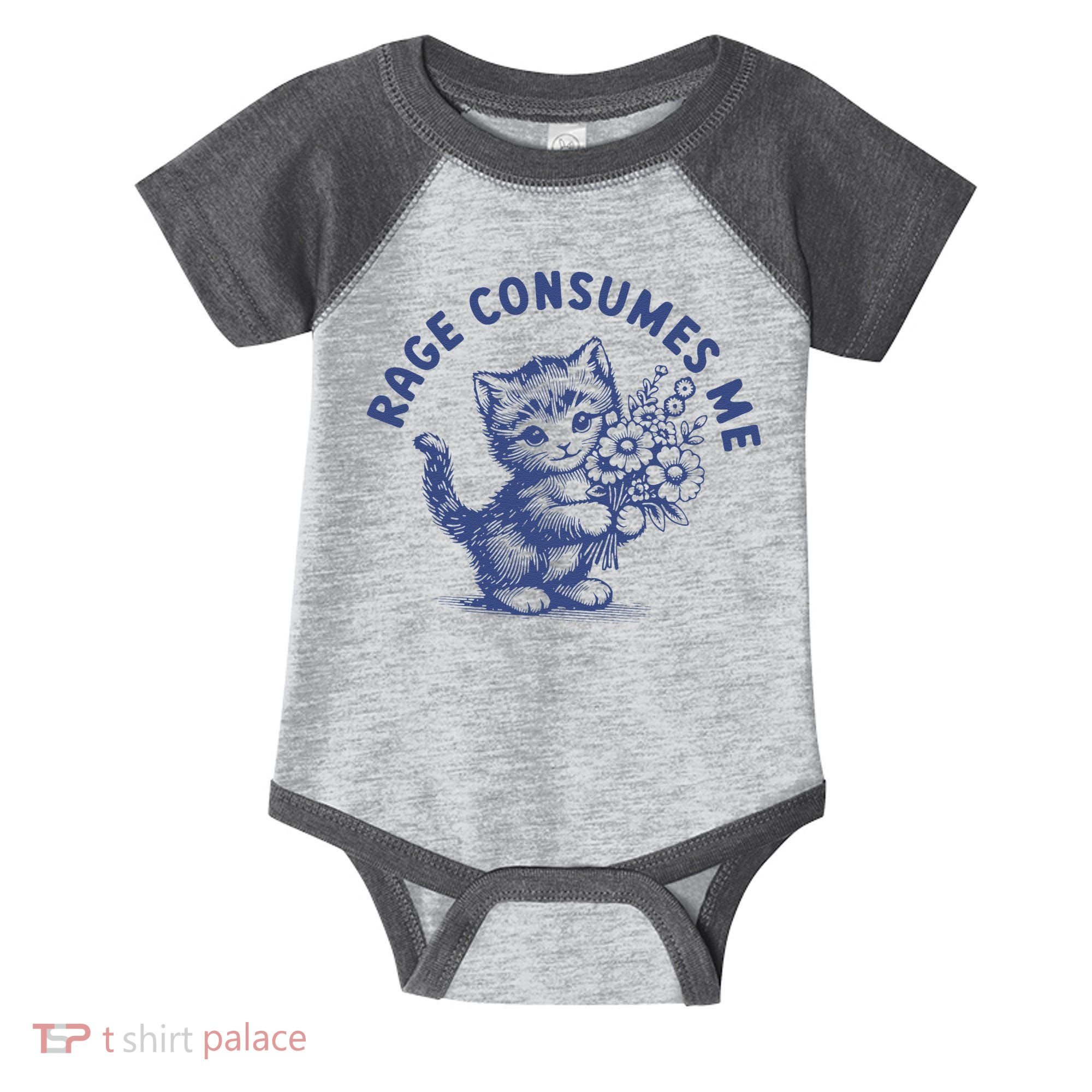 Rage Consumes Me Cat Flower Cute Kitty Cat Meme Infant Baby Jersey Bodysuit