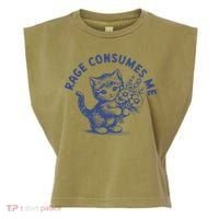 Rage Consumes Me Cat Flower Cute Kitty Cat Meme Garment-Dyed Women's Muscle Tee thumb 0