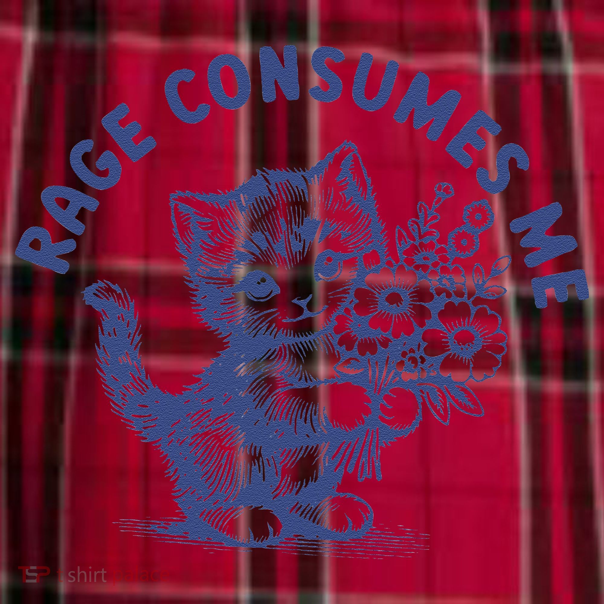 Rage Consumes Me Cat Flower Cute Kitty Cat Meme Women's Flannel Plaid Pajama Pants