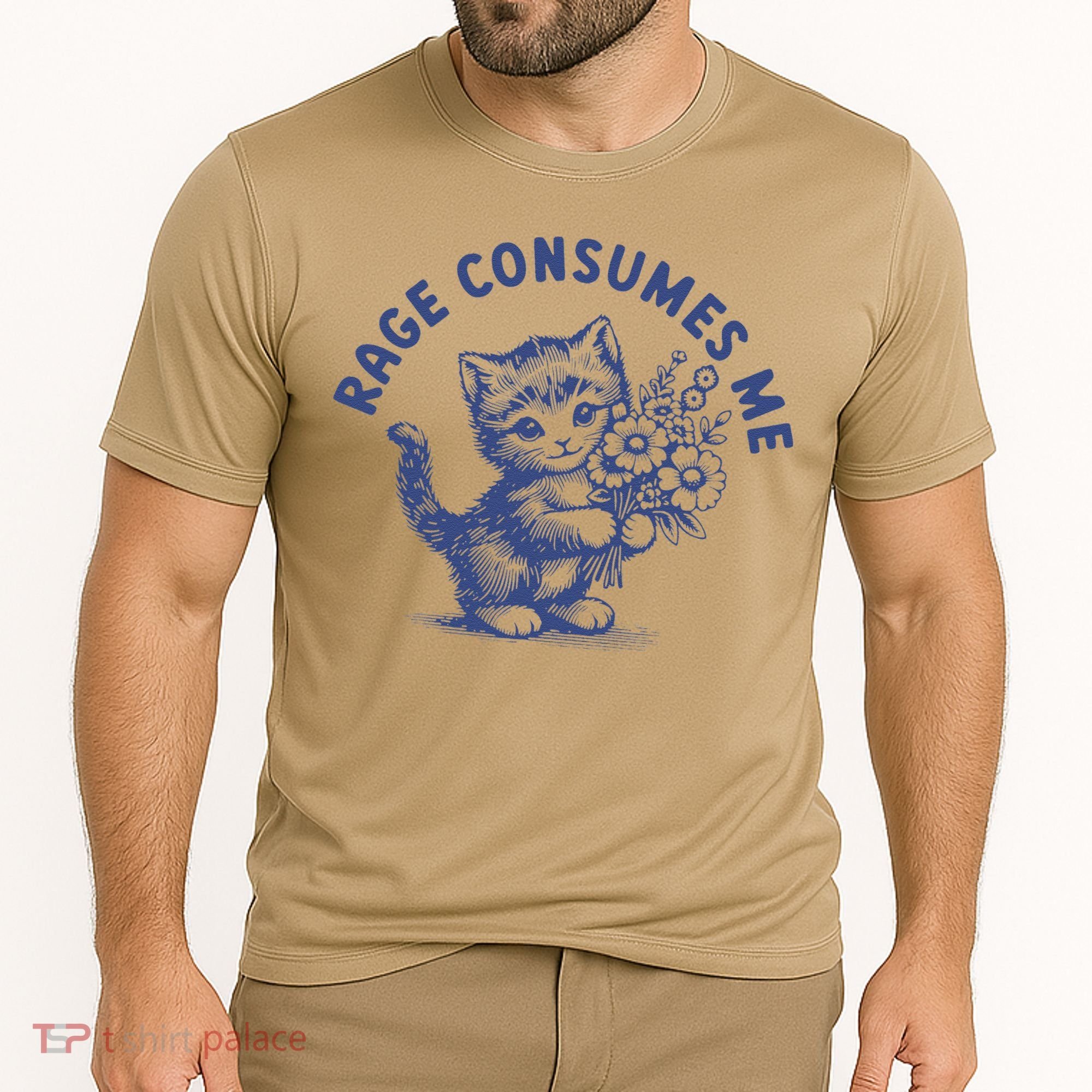 Rage Consumes Me Cat Flower Cute Kitty Cat Meme Cooling Performance Crew T-Shirt