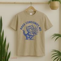 Rage Consumes Me Cat Flower Cute Kitty Cat Meme T-Shirt thumb 2